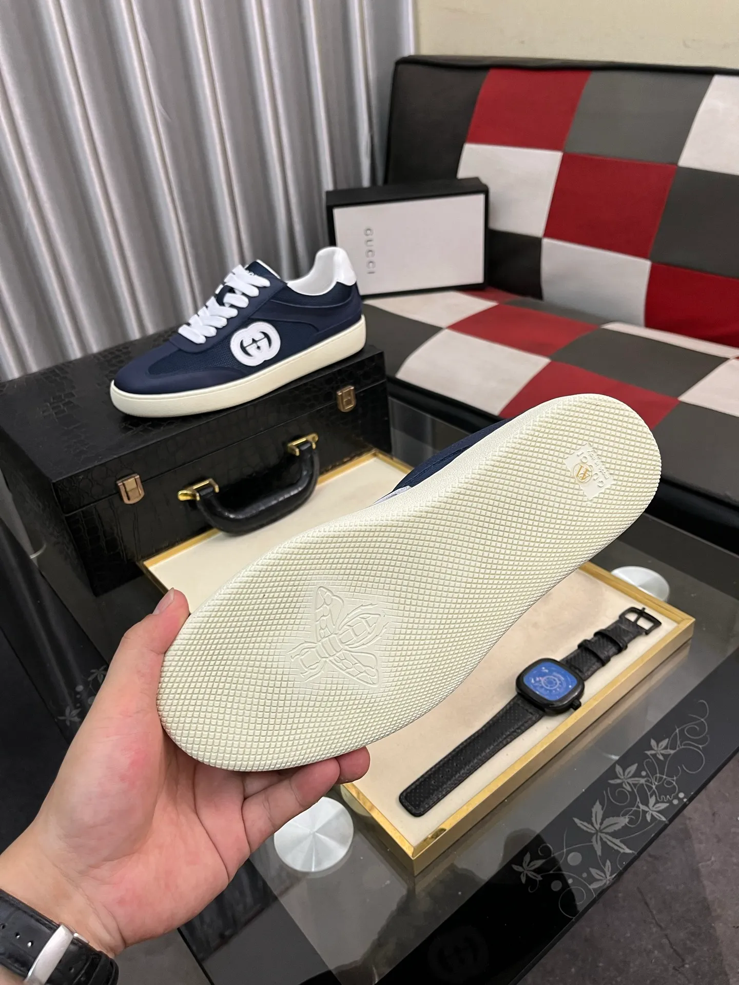 Men's shoes 💰400⌚️⌚️《GUCCI》The latest hot-selling casual shoes, top brand [seduce] luxury~purchase, top~quality. Products sold at the counter [strong] Original embossed calfskin fabric ➕ Comfortable sheepskin lining, code number: 38-443️⃣colors available